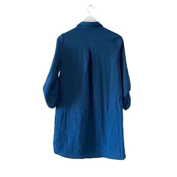 Zara Basic Womens Blue Long Sleeves Waist Cord Viscose Shirt Dress SZ XS # 1169 - Picture 5 of 12